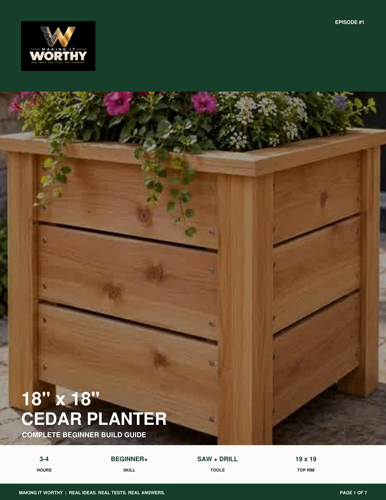 Cover of the 18 by 18 inch Cedar Planter build guide